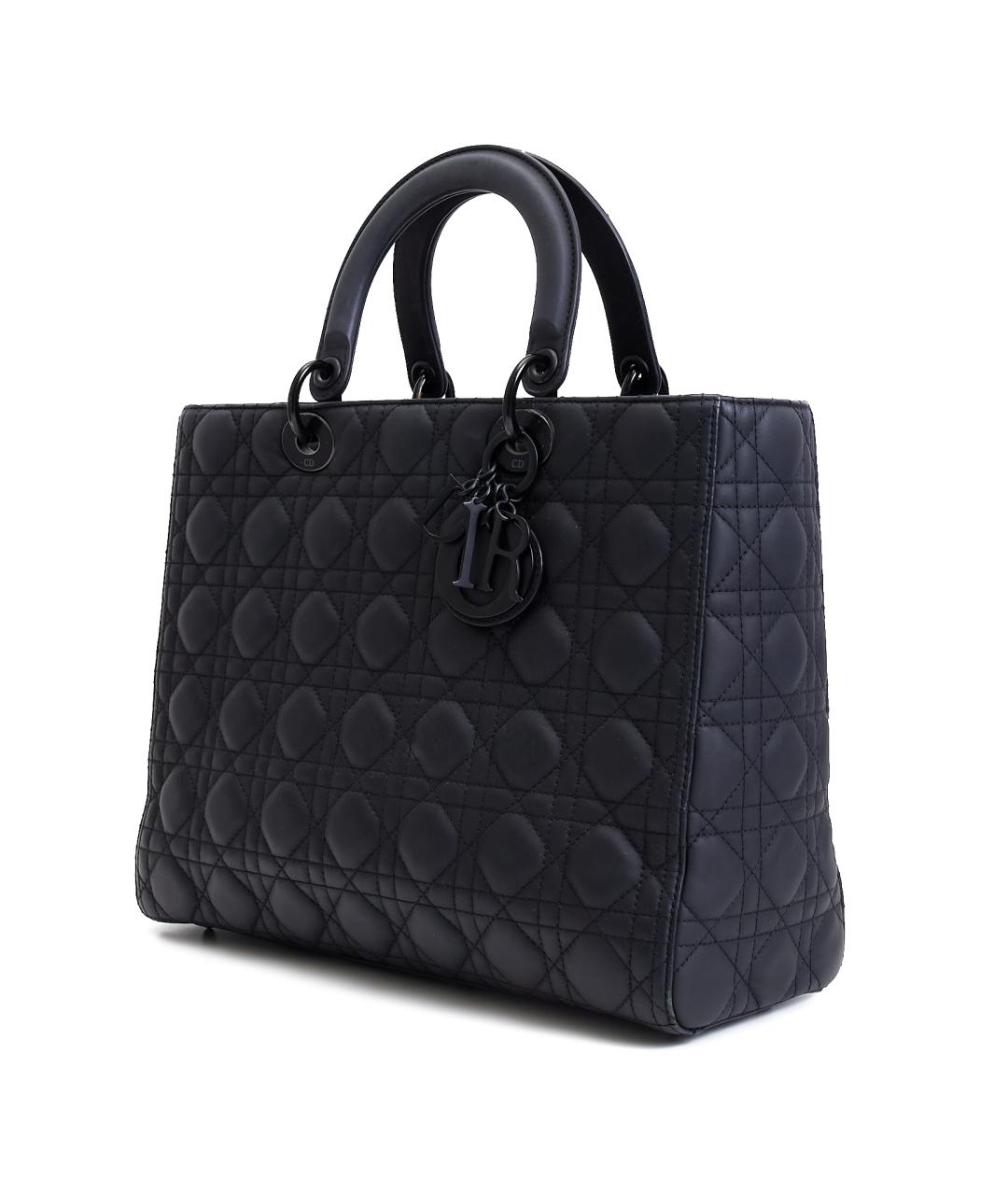 CHRISTIAN DIOR Черная кожаная сумка с короткими ручками, фото 2