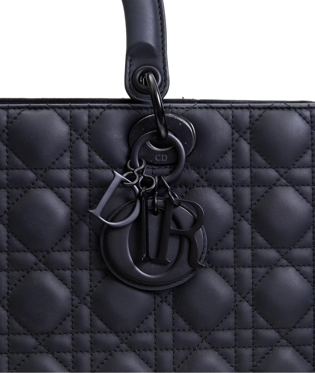 CHRISTIAN DIOR Черная кожаная сумка с короткими ручками, фото 6