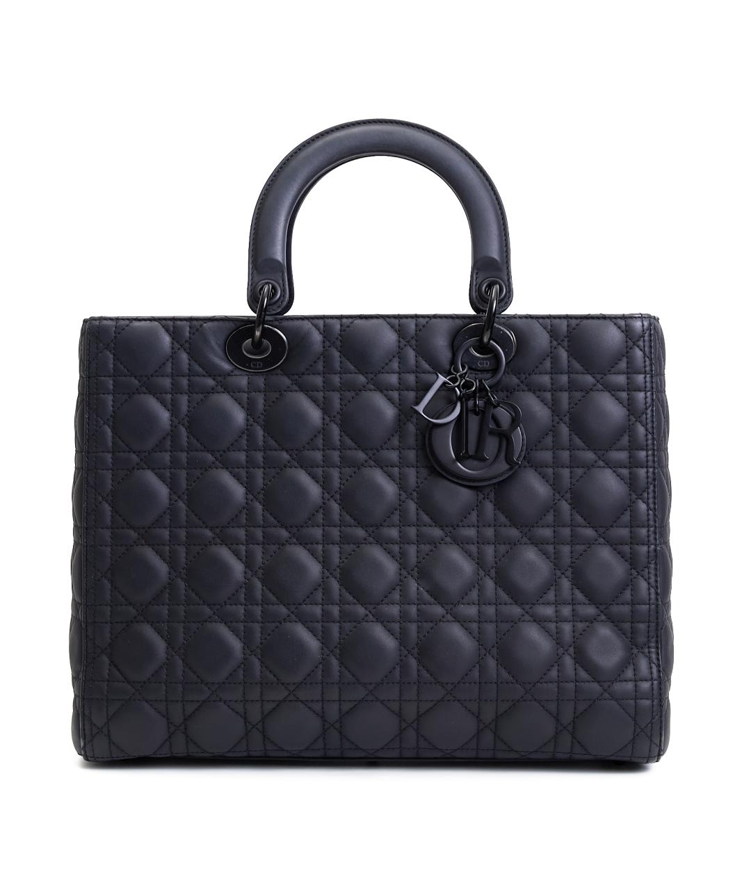 CHRISTIAN DIOR Черная кожаная сумка с короткими ручками, фото 1