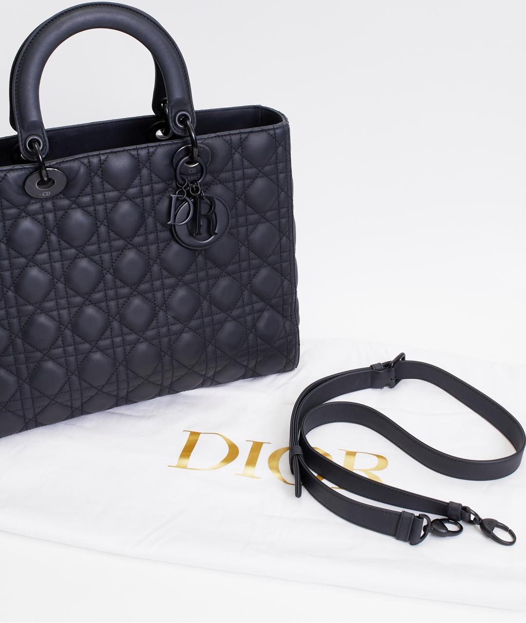 CHRISTIAN DIOR Черная кожаная сумка с короткими ручками, фото 8