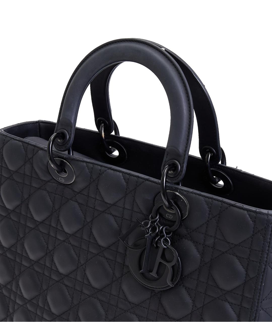 CHRISTIAN DIOR Черная кожаная сумка с короткими ручками, фото 5