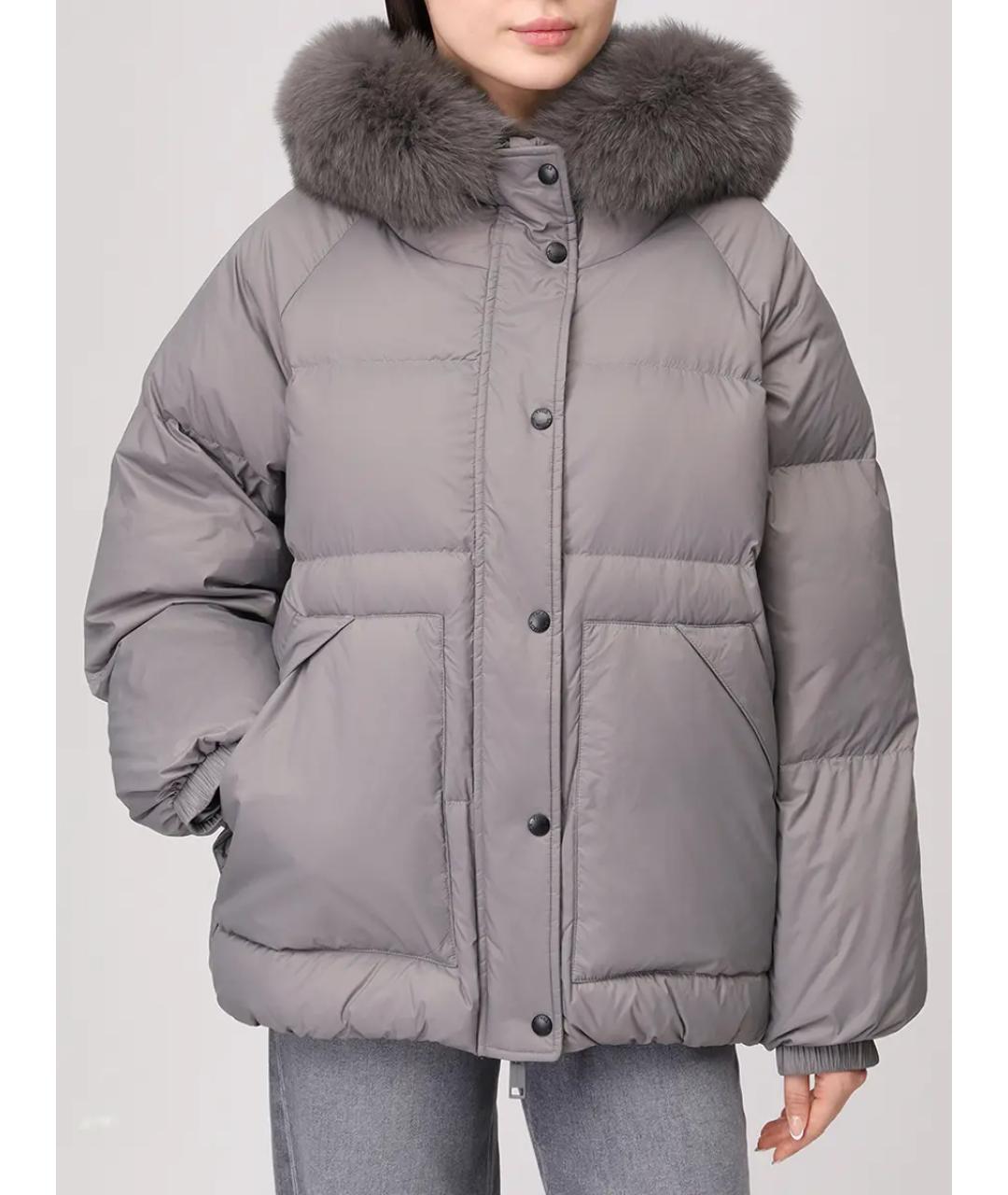 YVES SALOMON Серый пуховик, фото 4