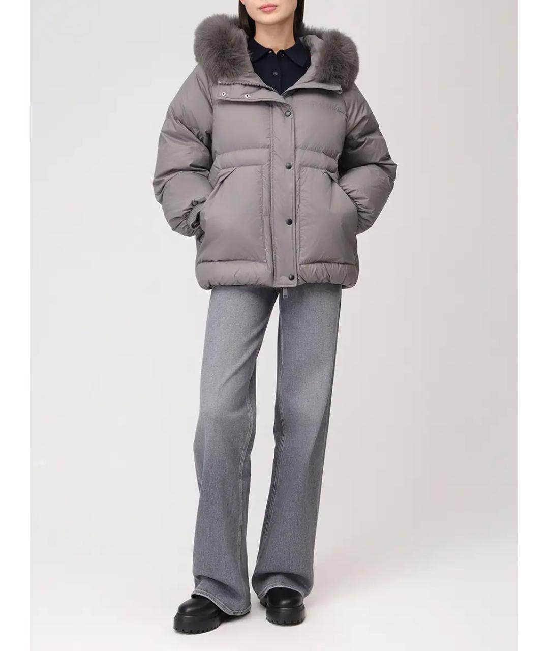 YVES SALOMON Серый пуховик, фото 2