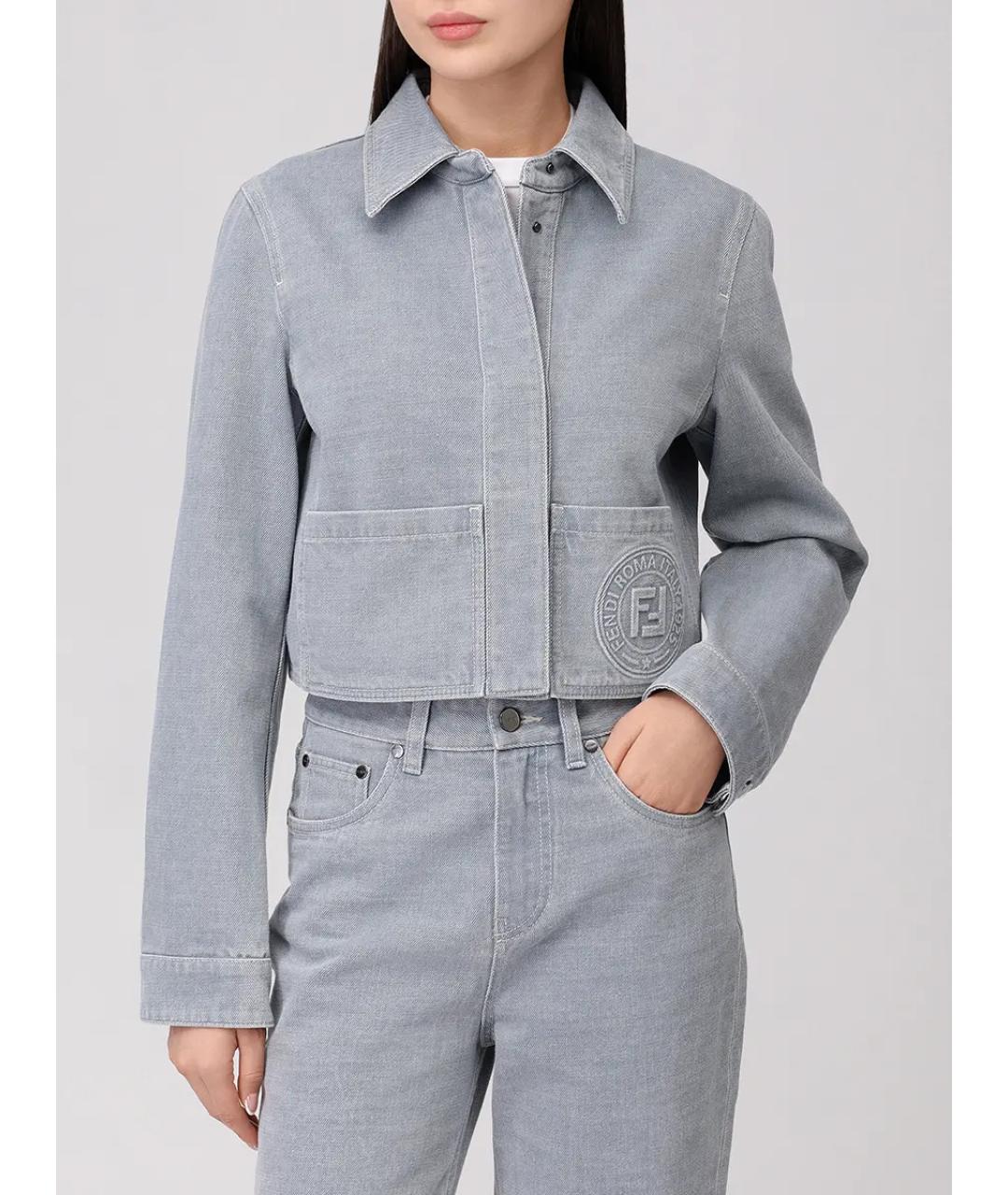 FENDI Голубая деним куртка, фото 4