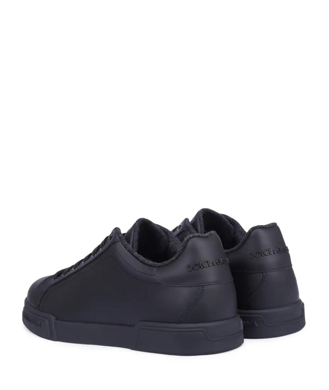 DOLCE&GABBANA Черные кожаные низкие кроссовки / кеды, фото 4