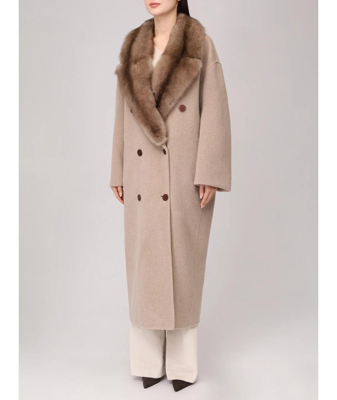 RINDI Бежевое шерстяное пальто, фото 4