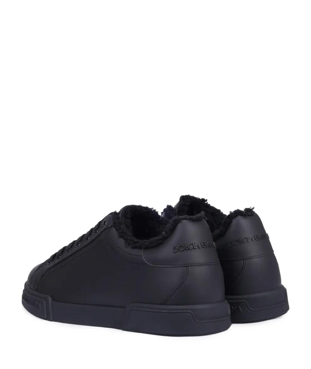 DOLCE&GABBANA Черные кожаные низкие кроссовки / кеды, фото 4