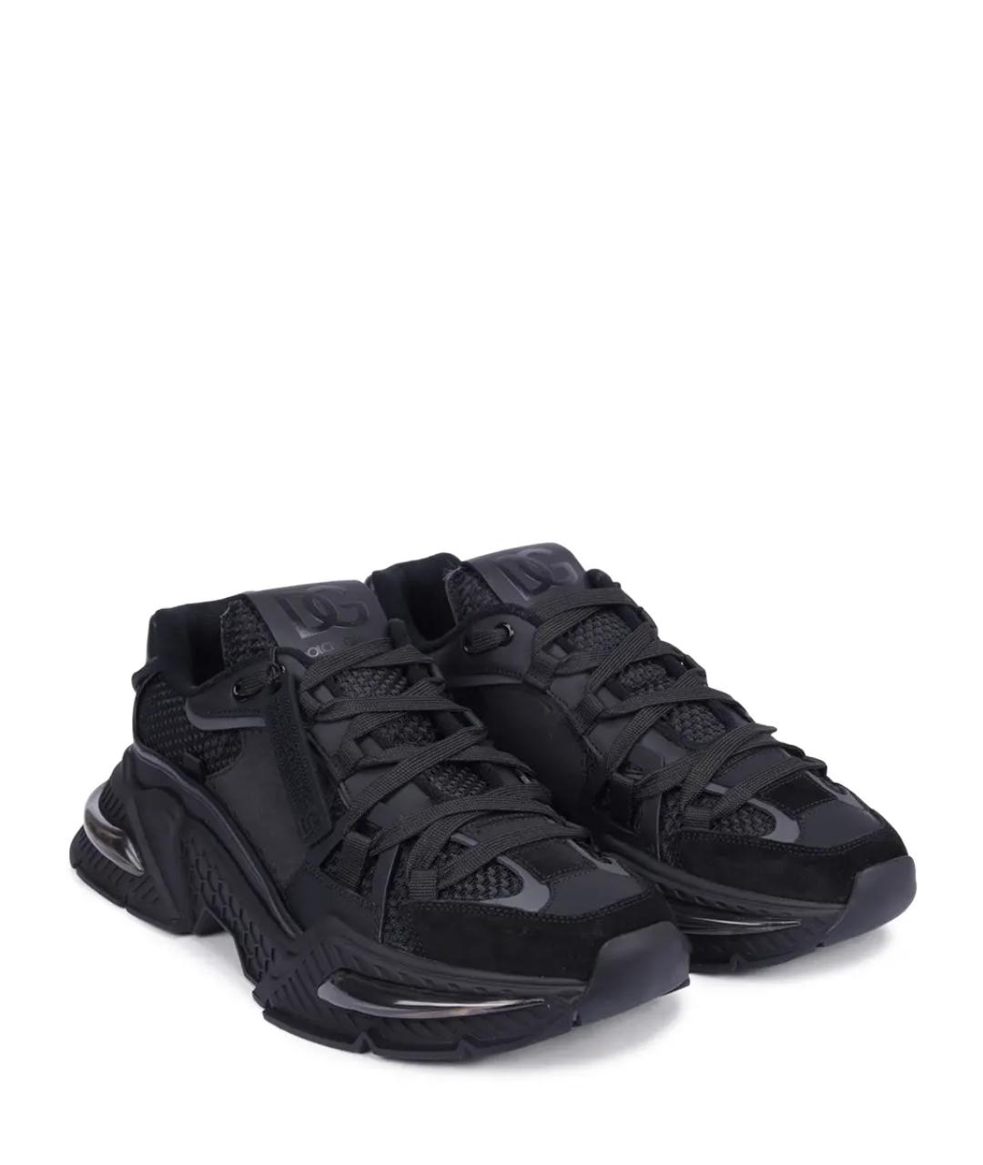 DOLCE&GABBANA Черные текстильные низкие кроссовки / кеды, фото 2