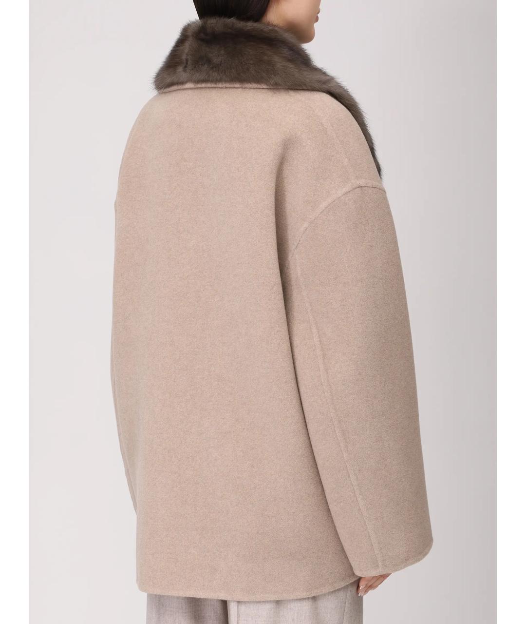 RINDI Бежевое шерстяное пальто, фото 3