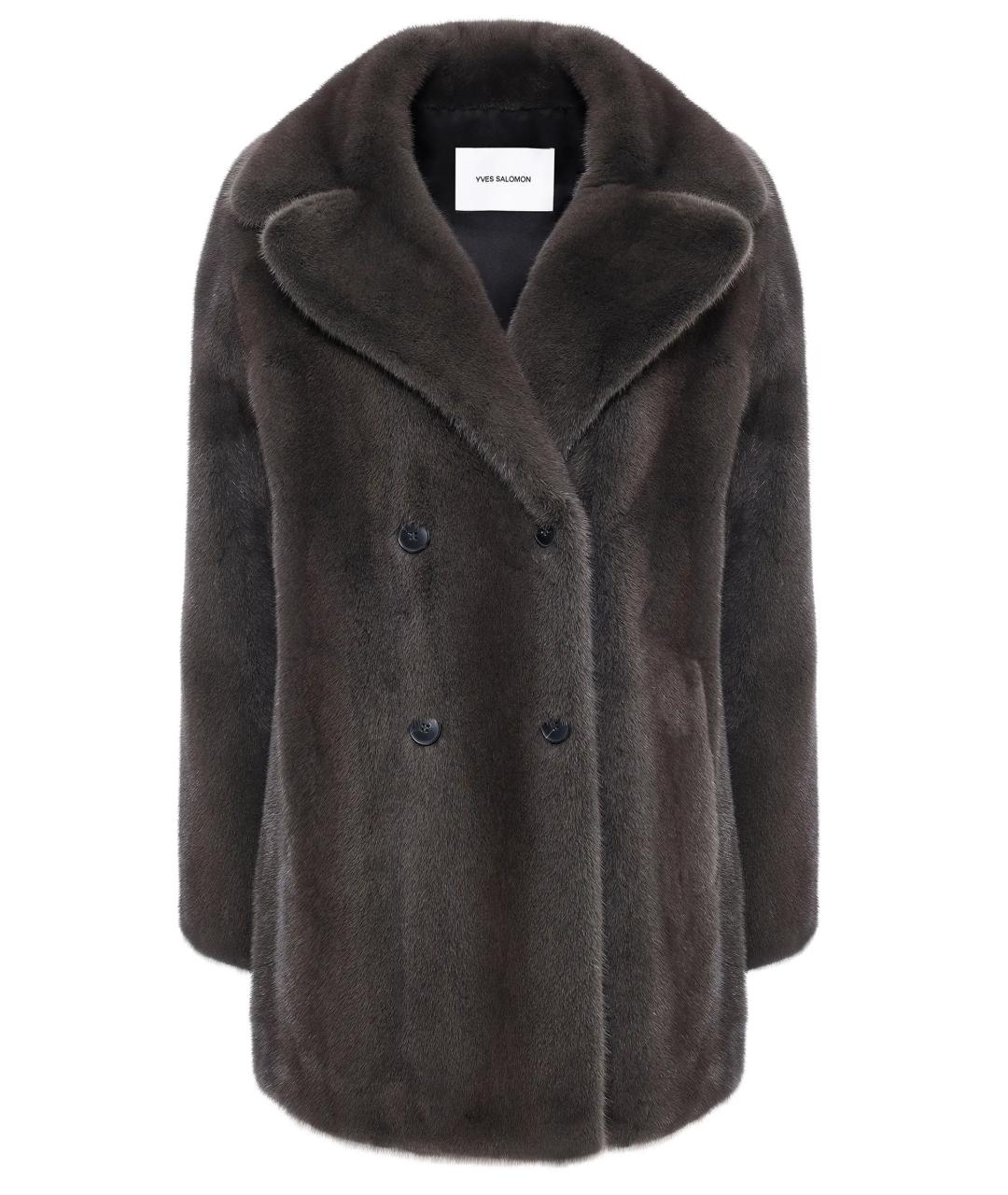 YVES SALOMON Серая меховая шуба, фото 1