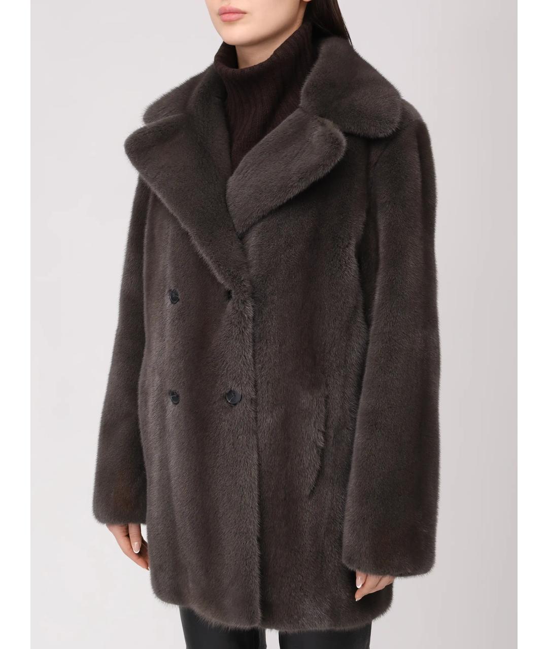 YVES SALOMON Серая меховая шуба, фото 4