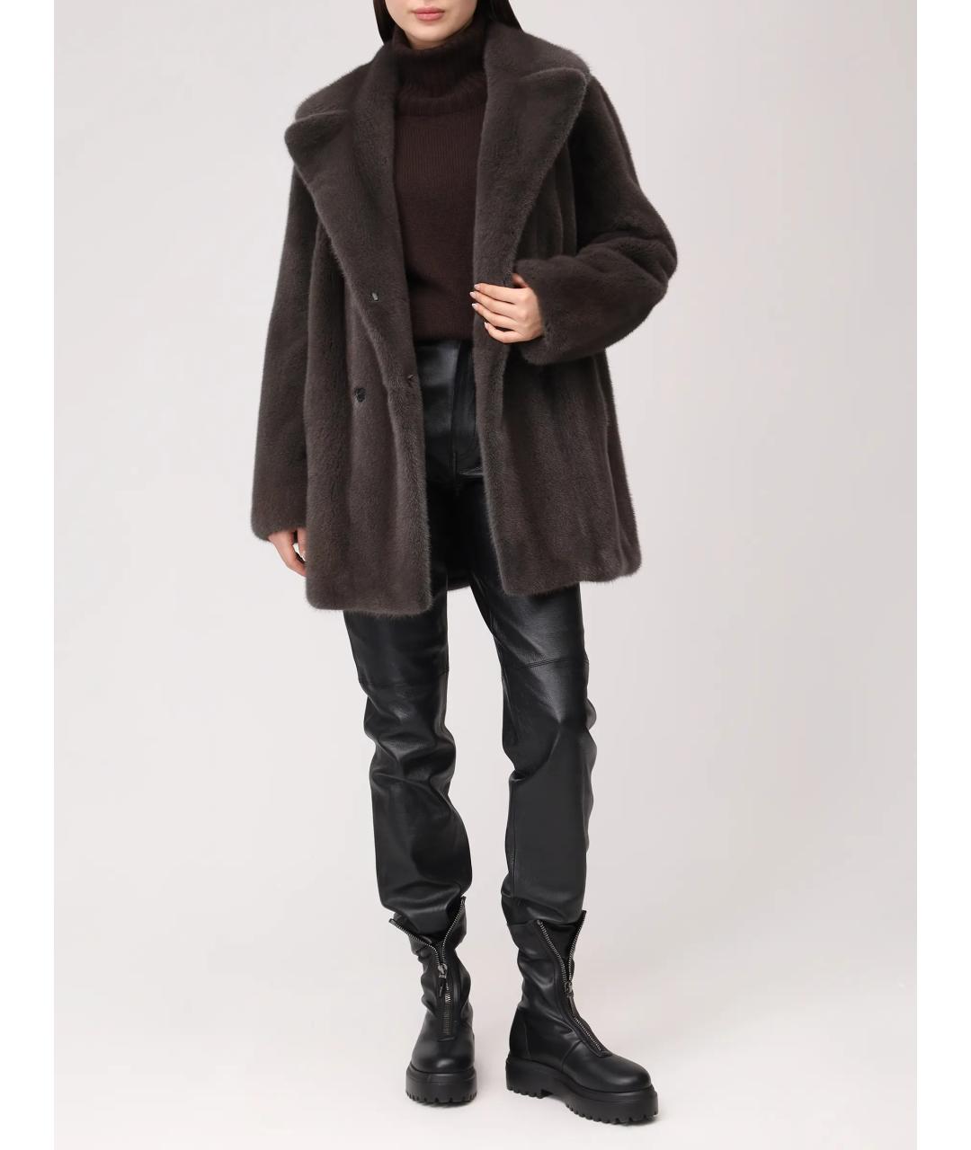 YVES SALOMON Серая меховая шуба, фото 2