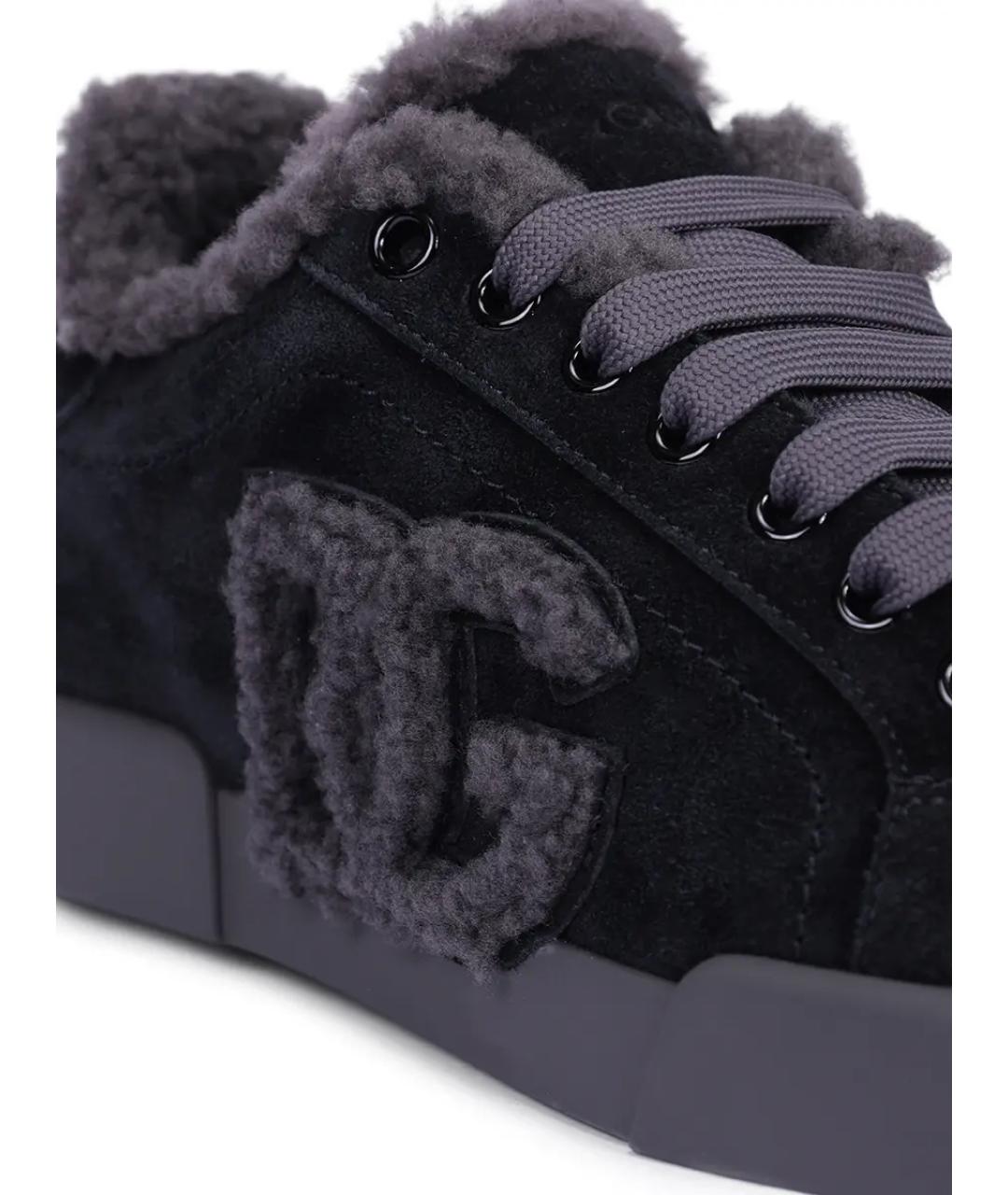 DOLCE&GABBANA Черные замшевые кеды, фото 5