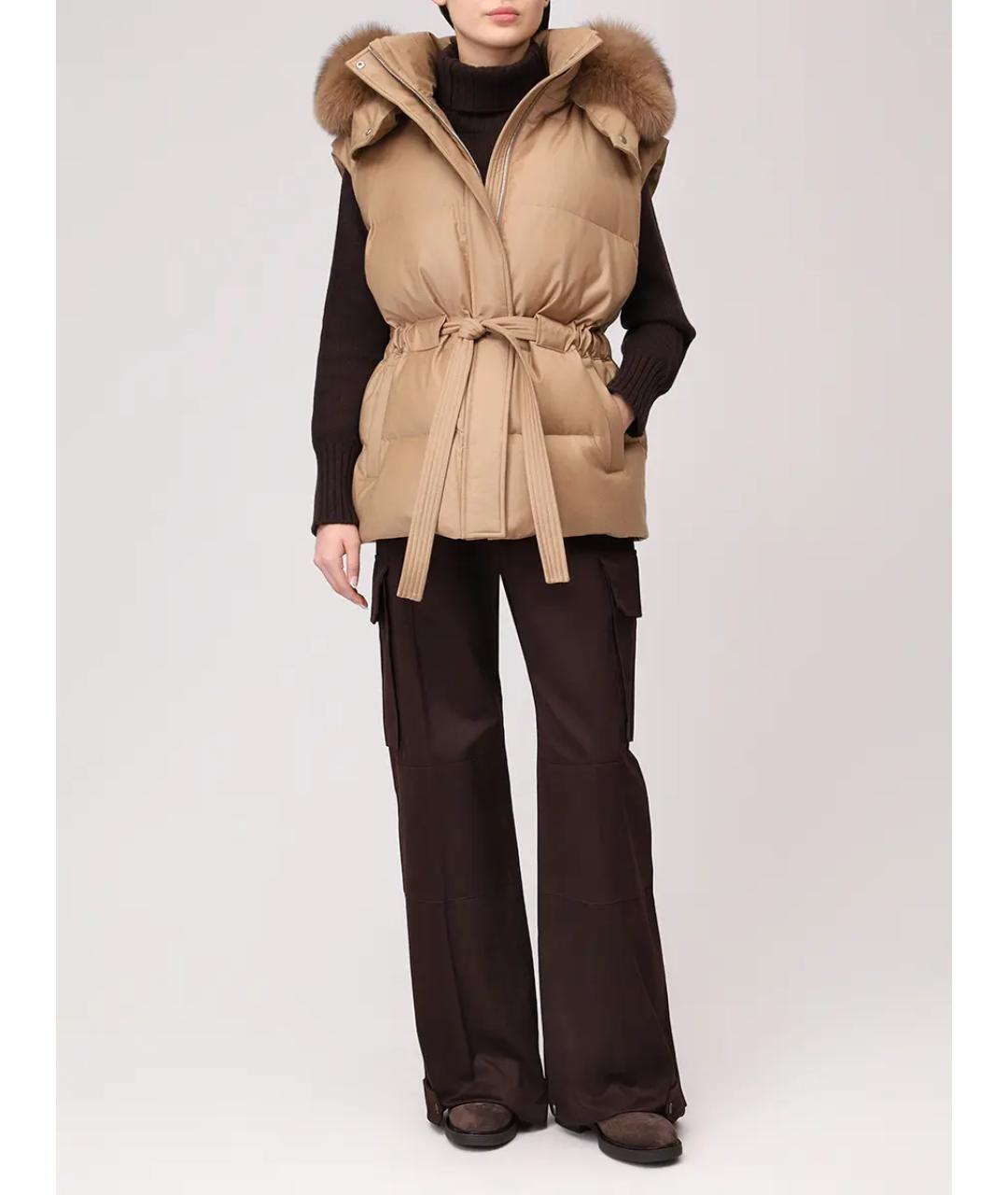 YVES SALOMON Бежевый полиамидовый жилет, фото 2