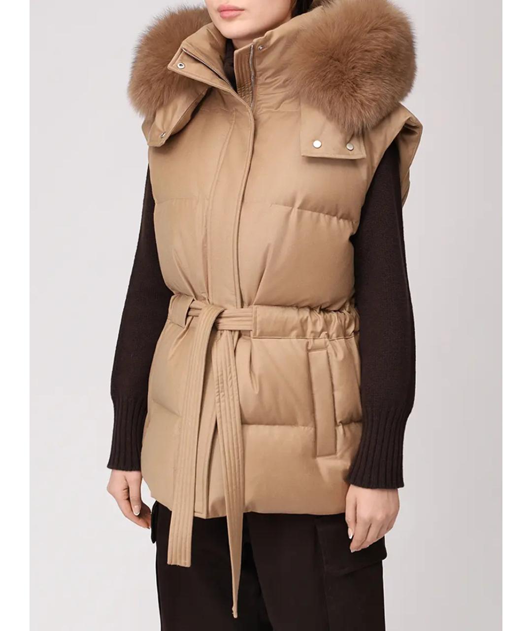 YVES SALOMON Бежевый полиамидовый жилет, фото 4