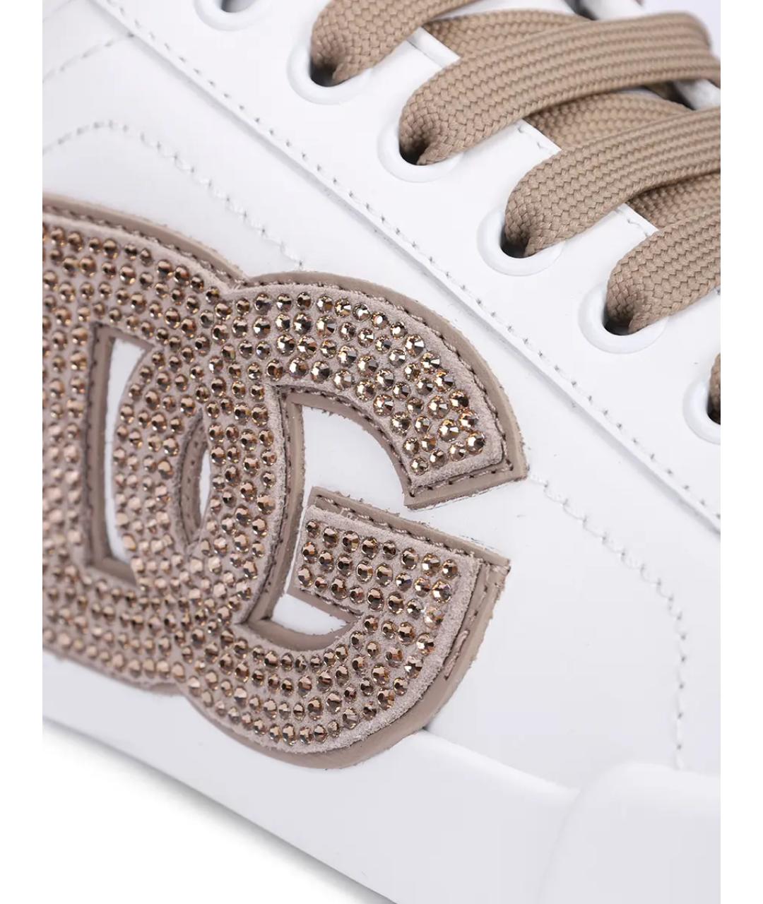 DOLCE&GABBANA Белые кожаные кеды, фото 5