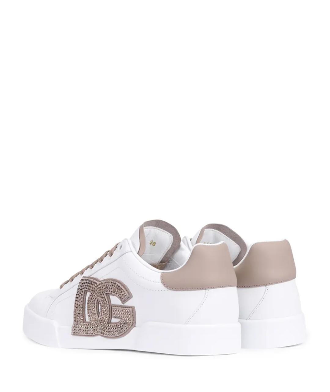 DOLCE&GABBANA Белые кожаные кеды, фото 4