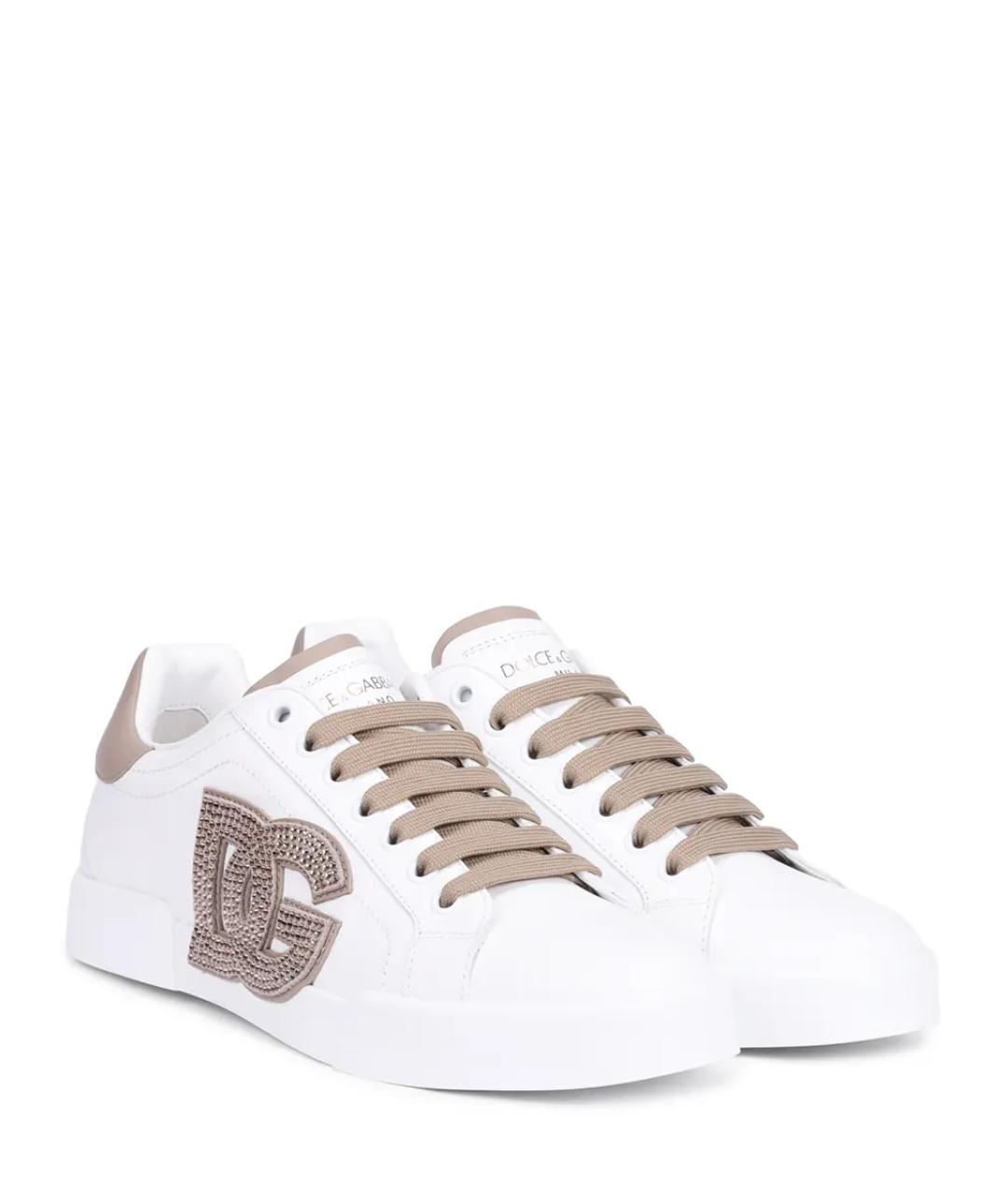 DOLCE&GABBANA Белые кожаные кеды, фото 2