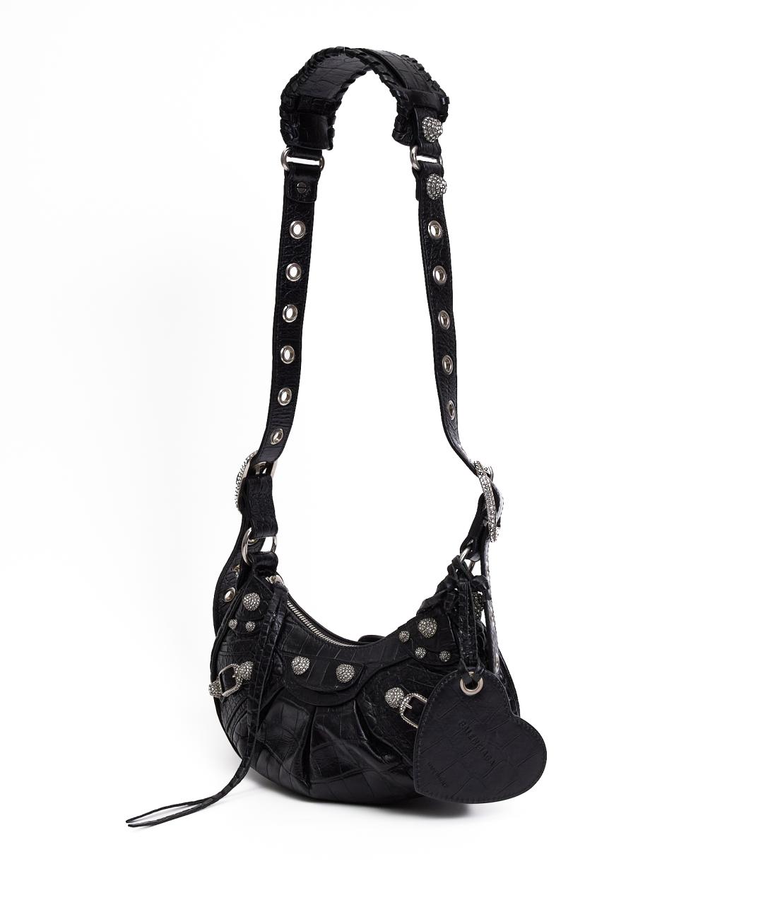 BALENCIAGA Черная кожаная сумка через плечо, фото 2