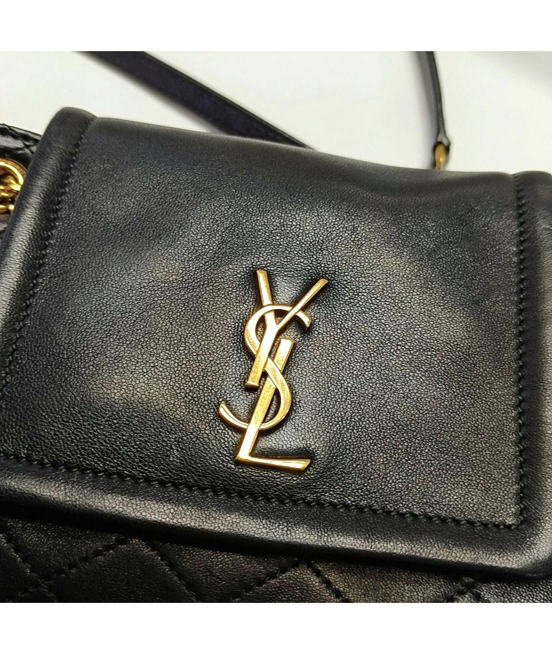 SAINT LAURENT Черная кожаная сумка через плечо, фото 5