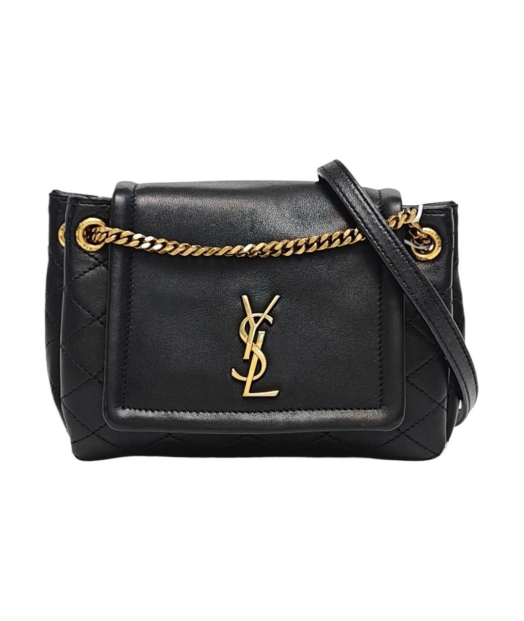SAINT LAURENT Черная кожаная сумка через плечо, фото 1