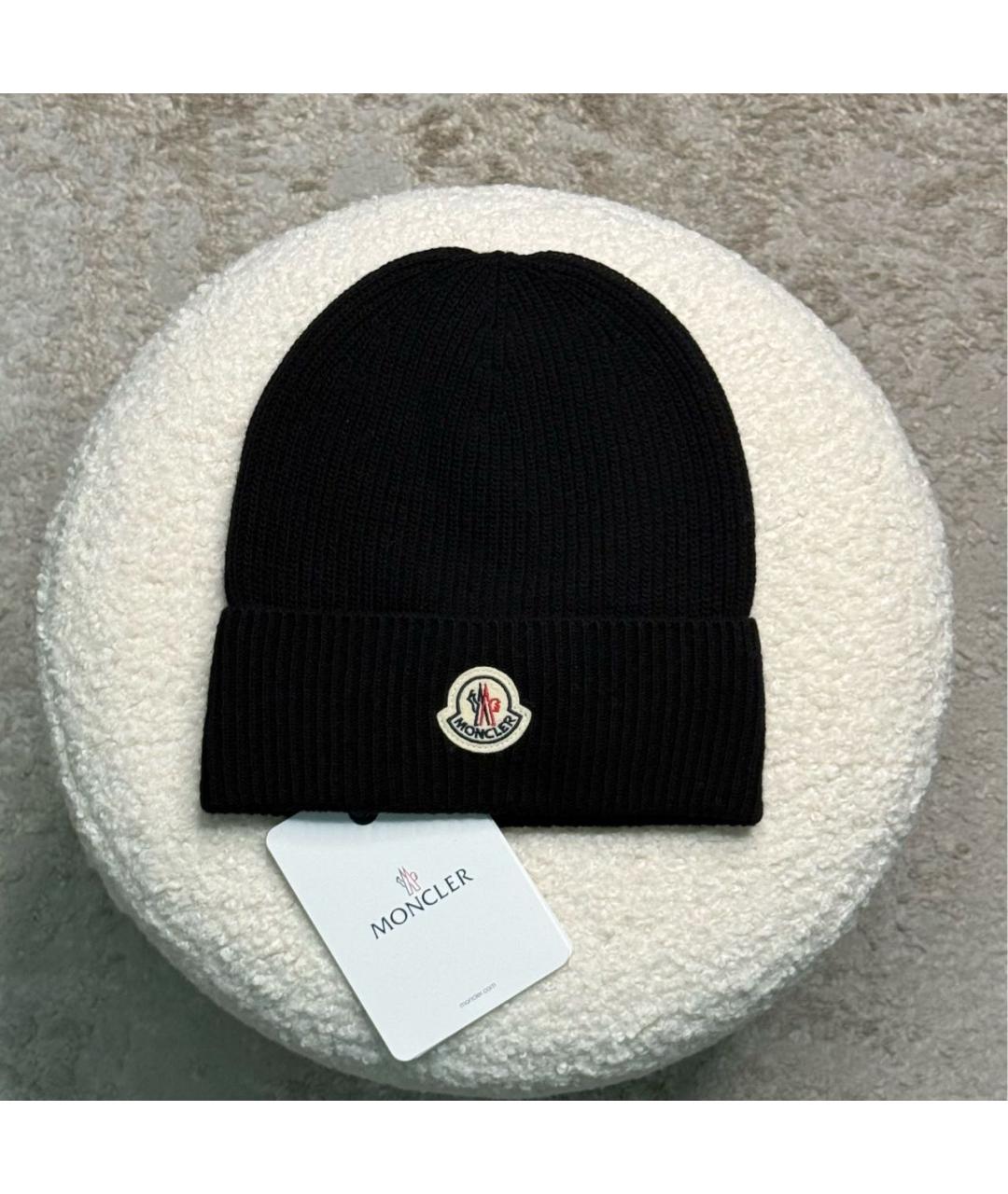 MONCLER Черная кашемировая шапка, фото 7