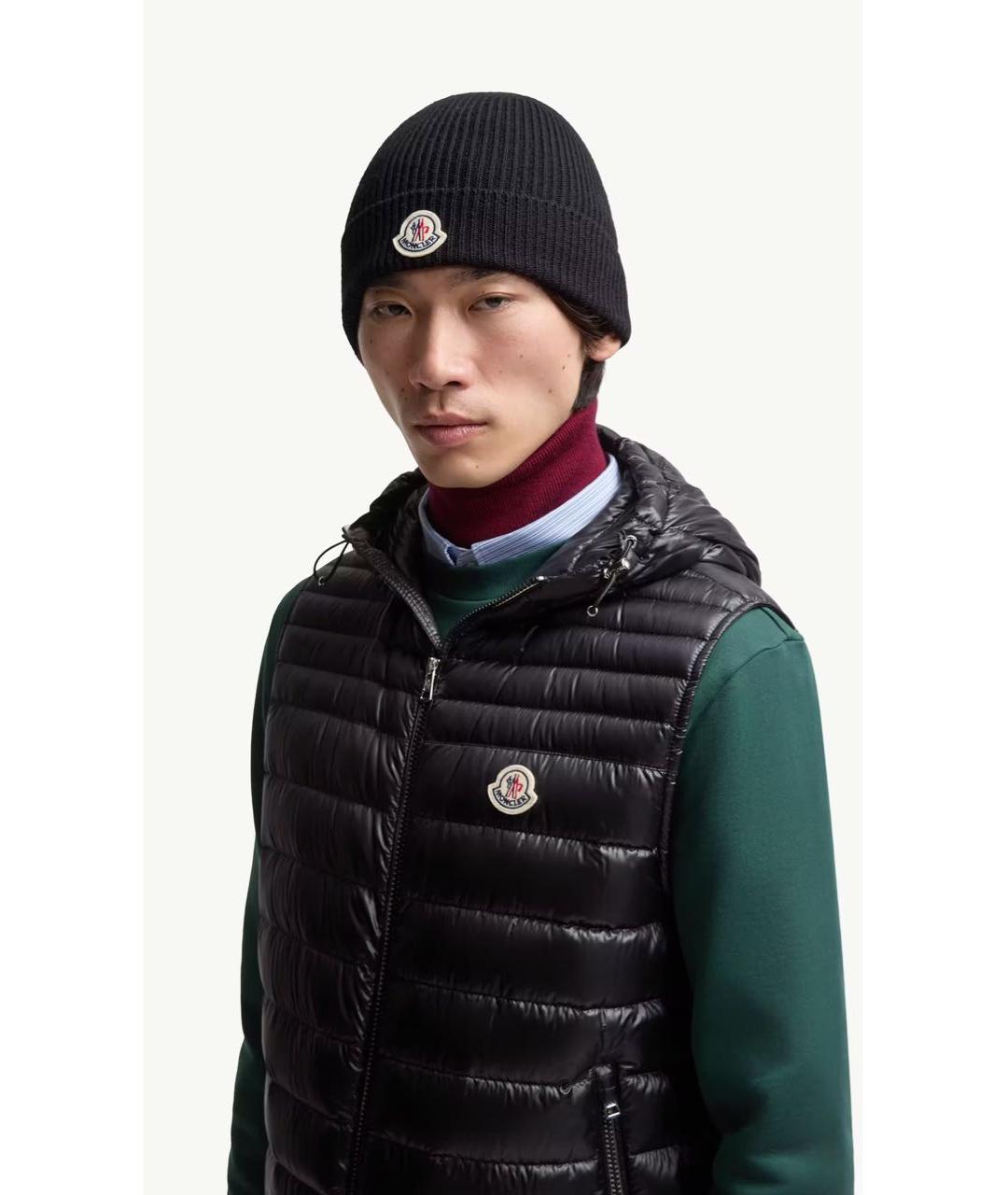 MONCLER Черная кашемировая шапка, фото 6