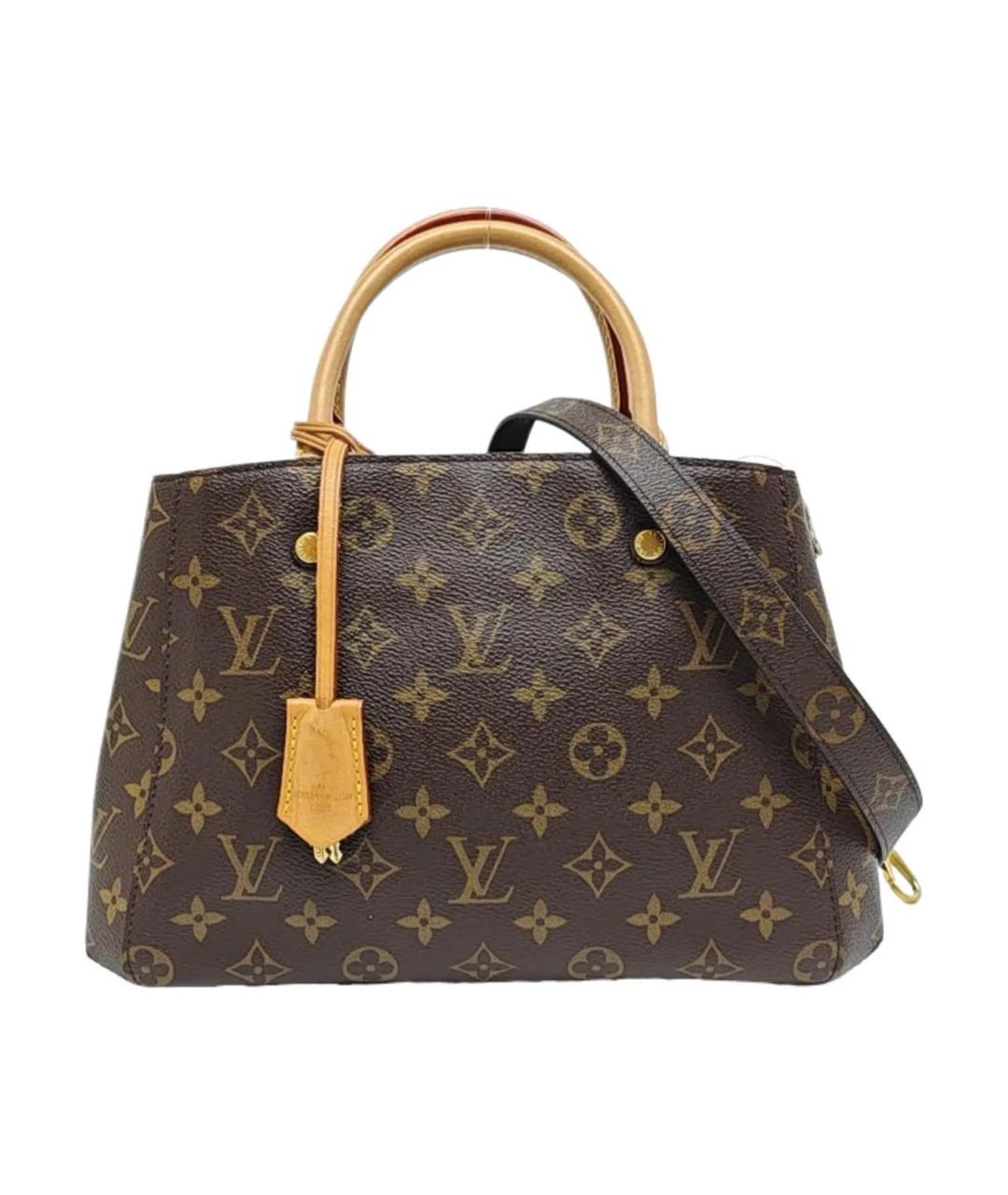 LOUIS VUITTON Коричневая кожаная сумка с короткими ручками, фото 1