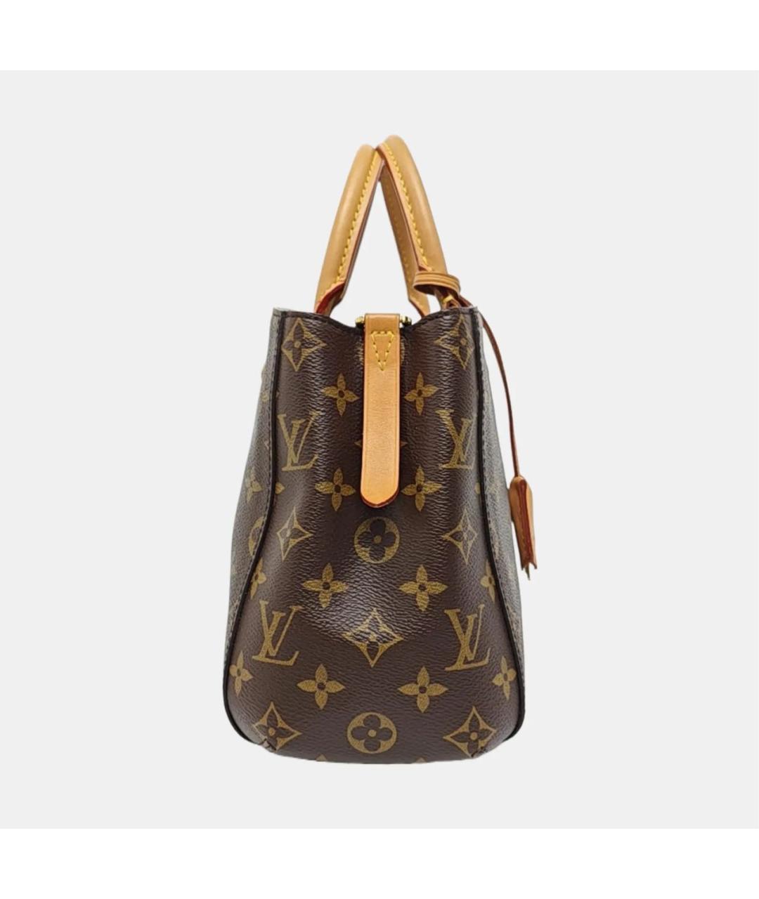 LOUIS VUITTON Коричневая кожаная сумка с короткими ручками, фото 3