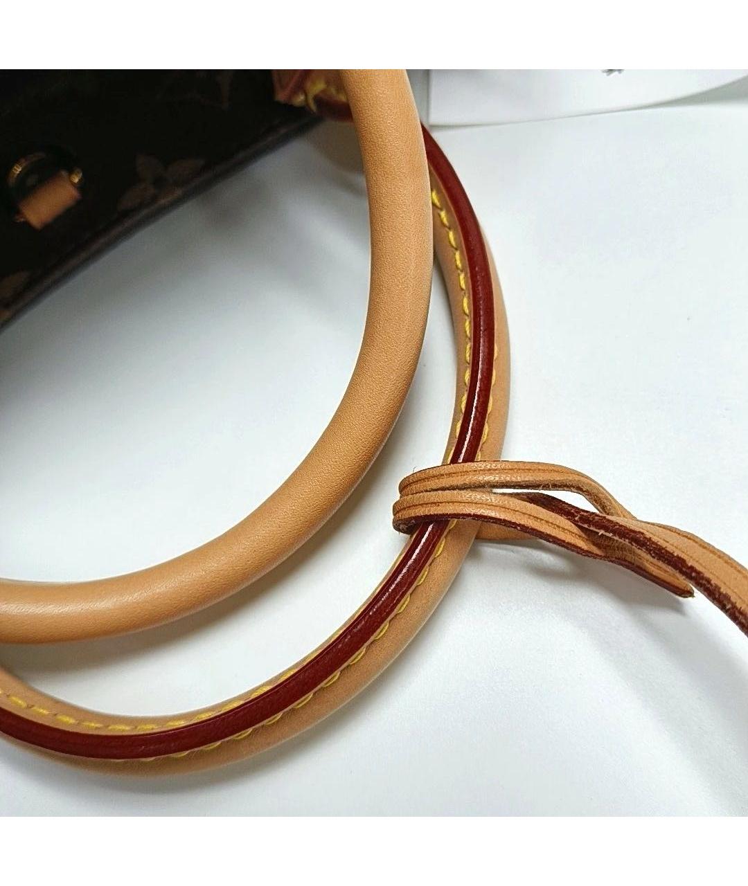 LOUIS VUITTON Коричневая кожаная сумка с короткими ручками, фото 8