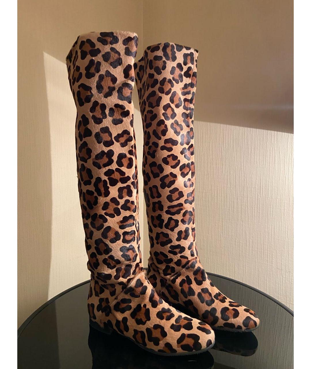 VIBRAM Коричневые кожаные ботфорты, фото 6