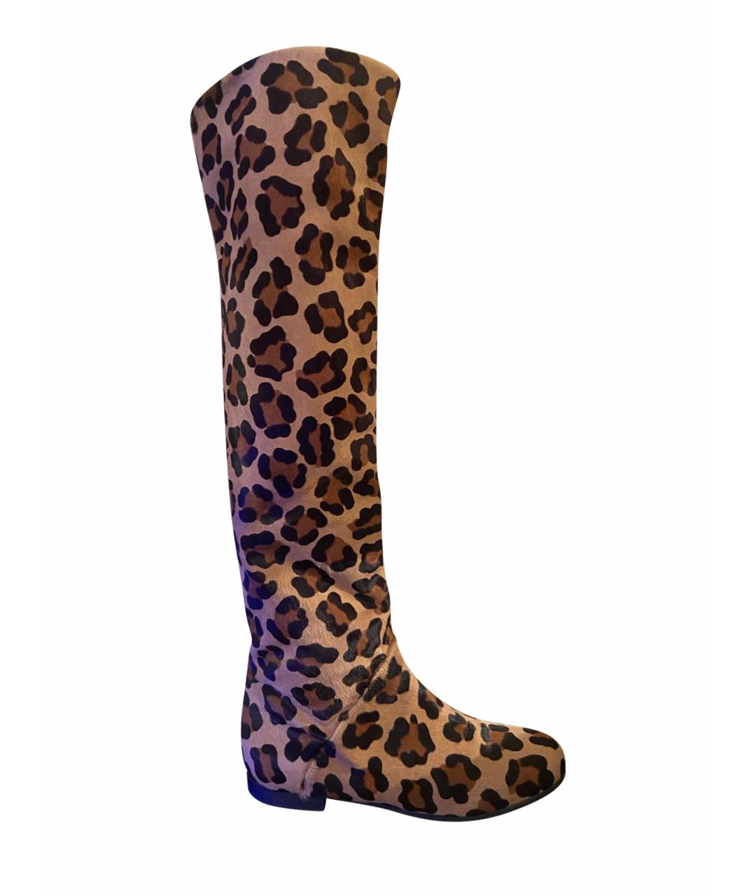 VIBRAM Коричневые кожаные ботфорты, фото 1