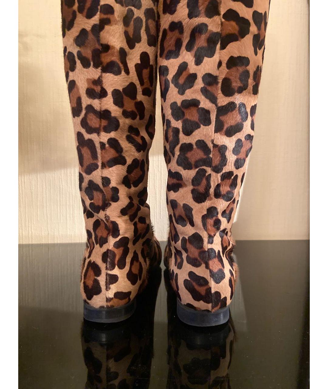 VIBRAM Коричневые кожаные ботфорты, фото 4