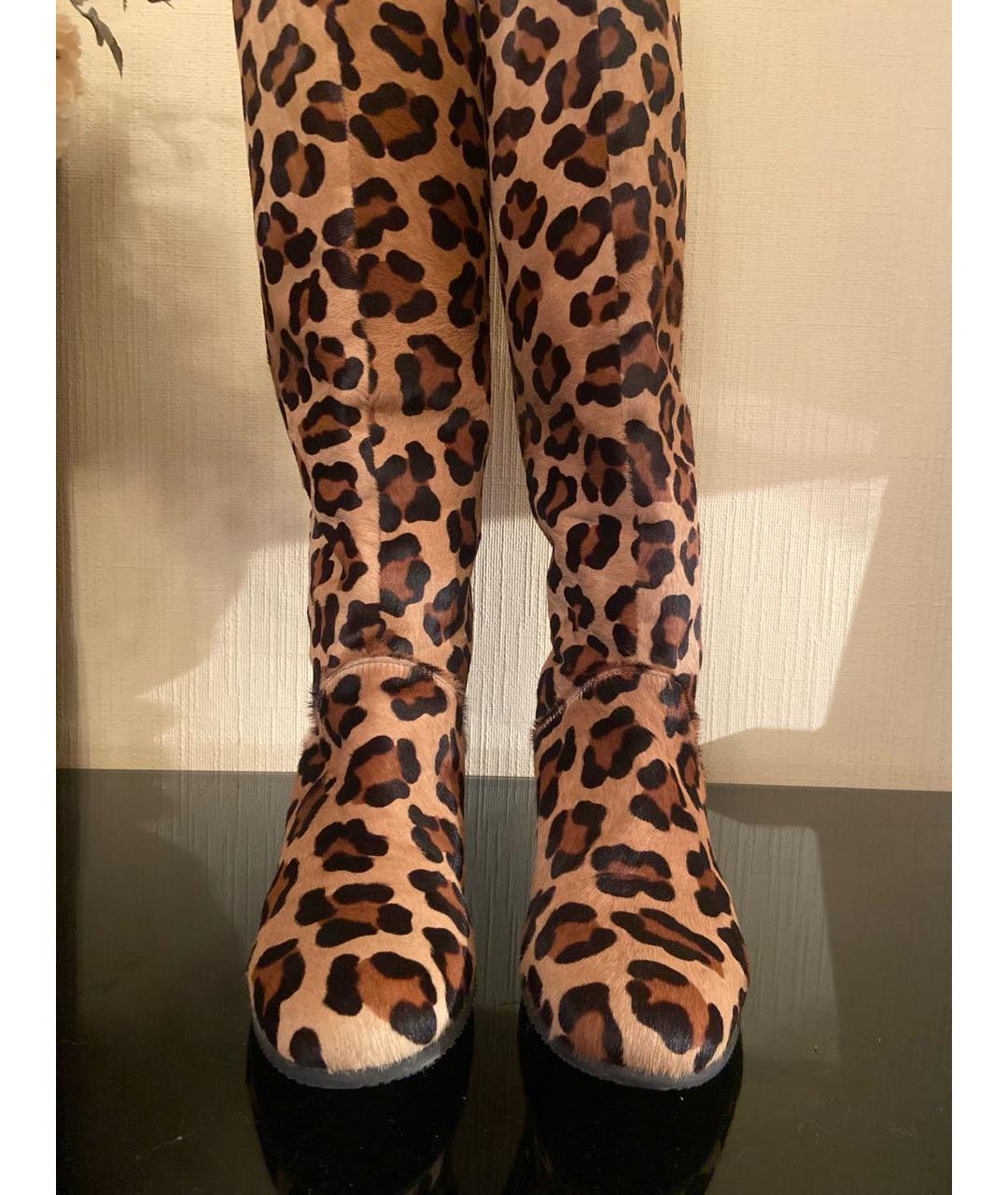 VIBRAM Коричневые кожаные ботфорты, фото 2