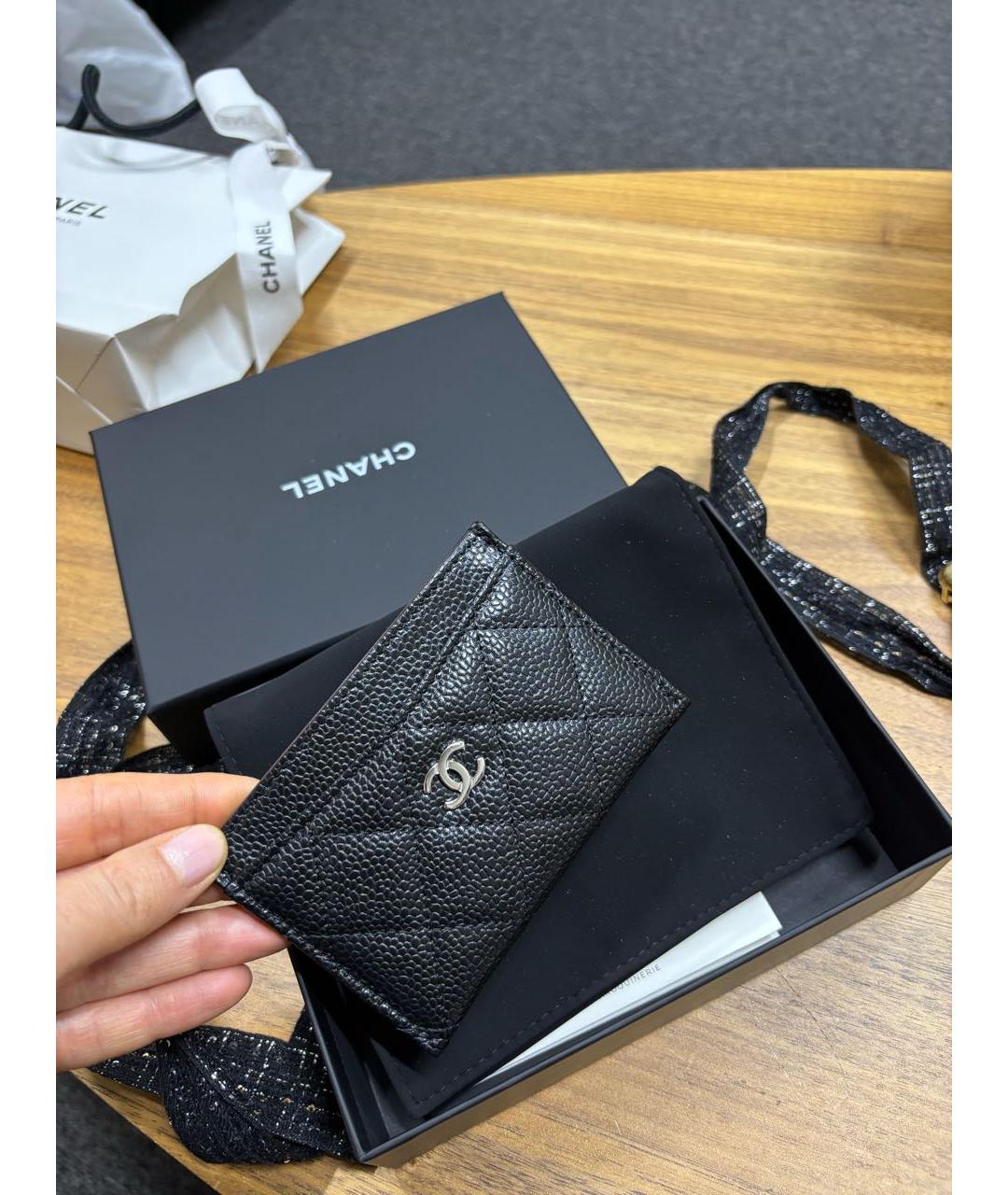 CHANEL Черный кожаный кардхолдер, фото 3