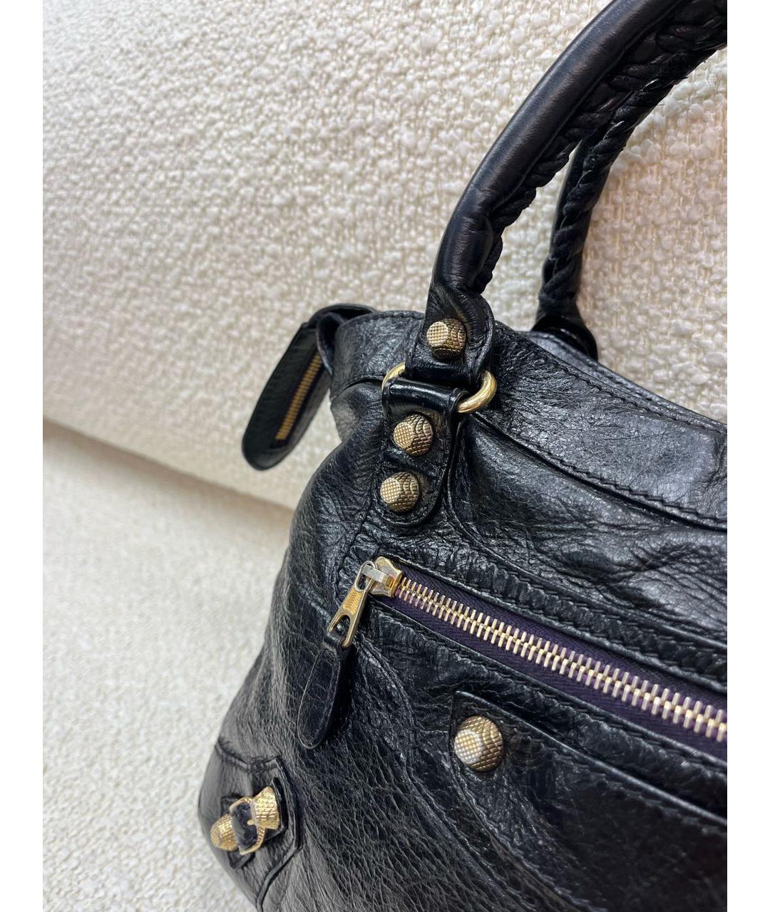 BALENCIAGA Черная кожаная сумка с короткими ручками, фото 6