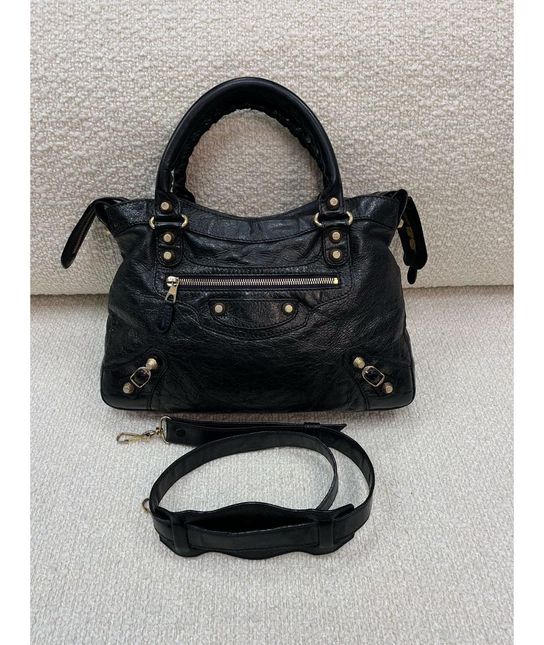 BALENCIAGA Черная кожаная сумка с короткими ручками, фото 7