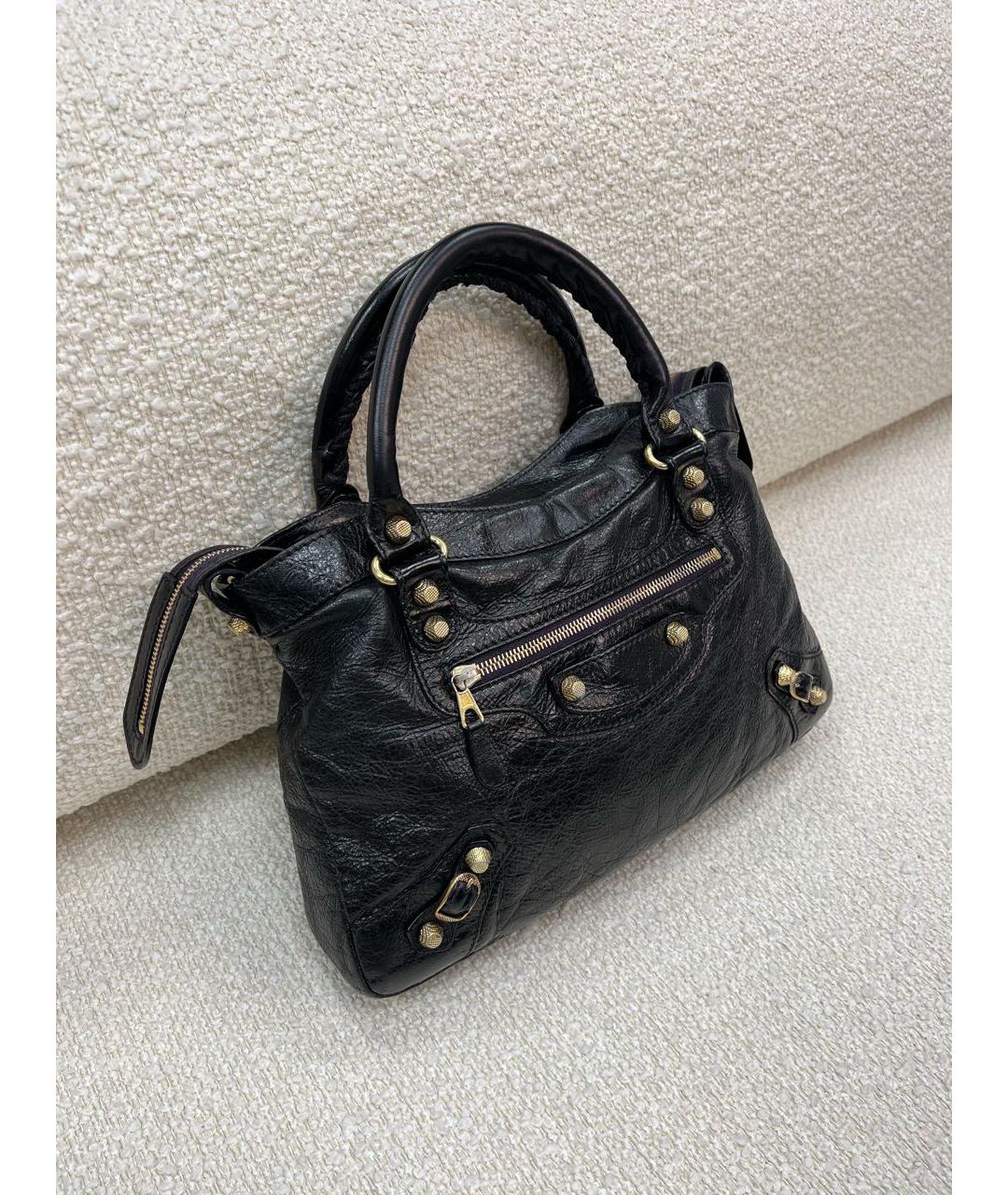 BALENCIAGA Черная кожаная сумка с короткими ручками, фото 2