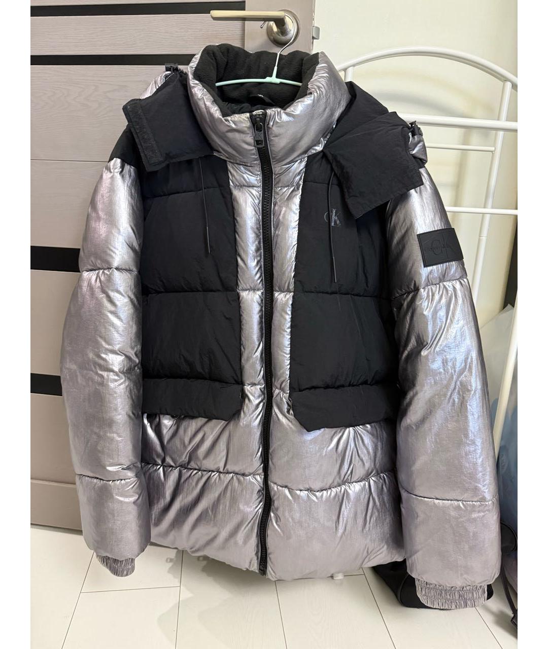 CALVIN KLEIN Серебряная полиамидовая куртка, фото 7