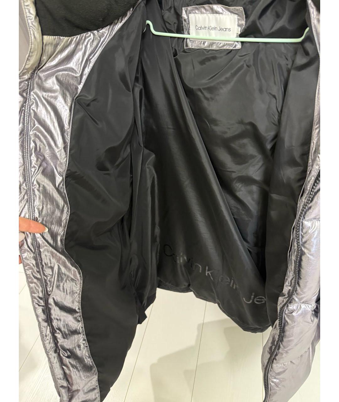 CALVIN KLEIN Серебряная полиамидовая куртка, фото 5