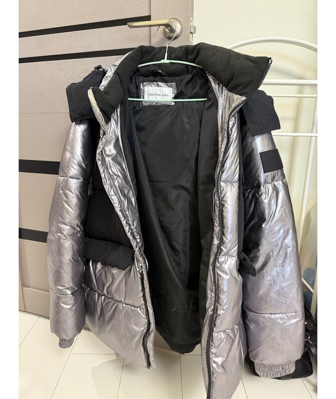 CALVIN KLEIN Серебряная полиамидовая куртка, фото 3