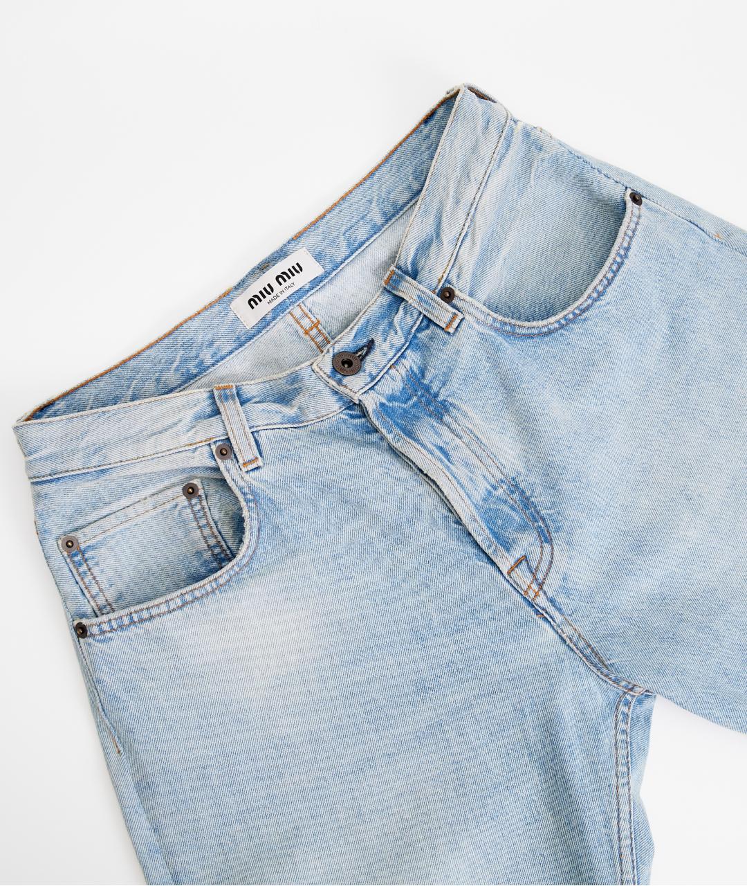 MIU MIU Голубые хлопковые прямые джинсы, фото 5
