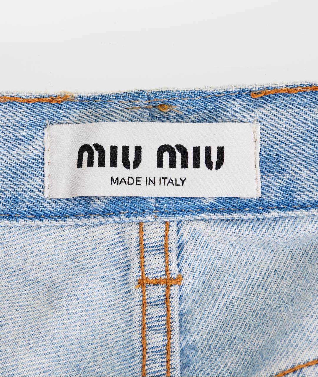 MIU MIU Голубые хлопковые прямые джинсы, фото 3