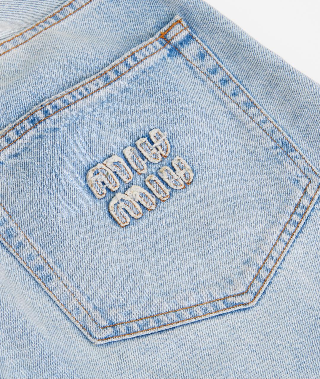 MIU MIU Голубые хлопковые прямые джинсы, фото 6