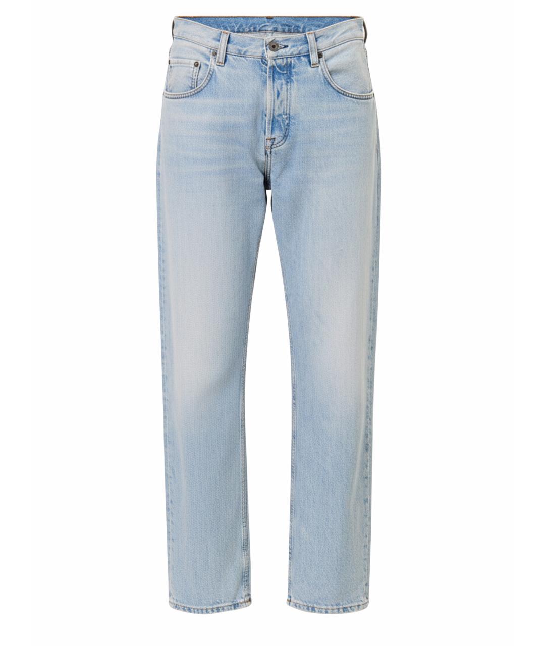 MIU MIU Голубые хлопковые прямые джинсы, фото 1