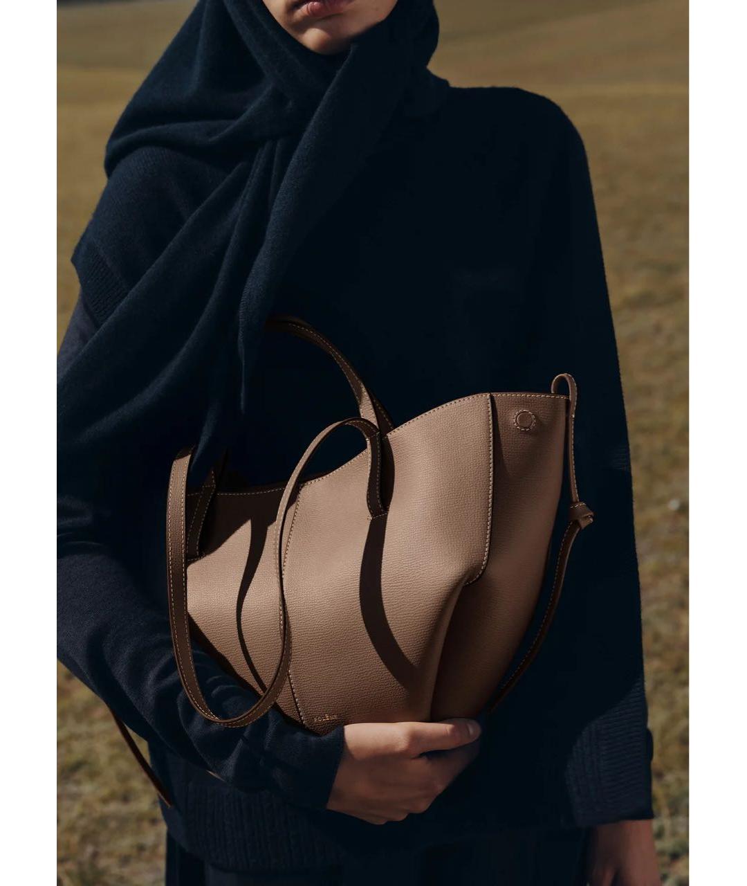 POLENE Коричневая кожаная сумка тоут, фото 4