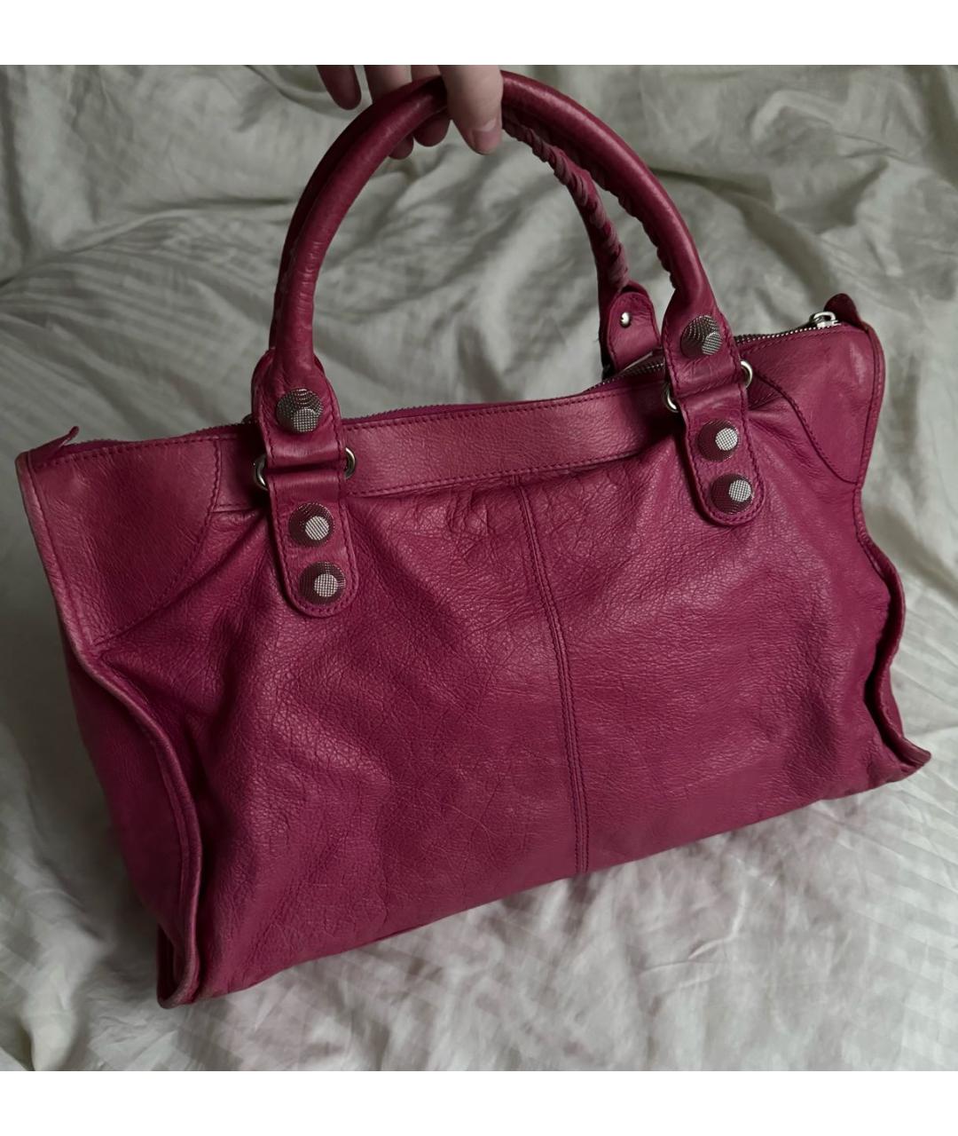 BALENCIAGA Розовая кожаная сумка с короткими ручками, фото 3