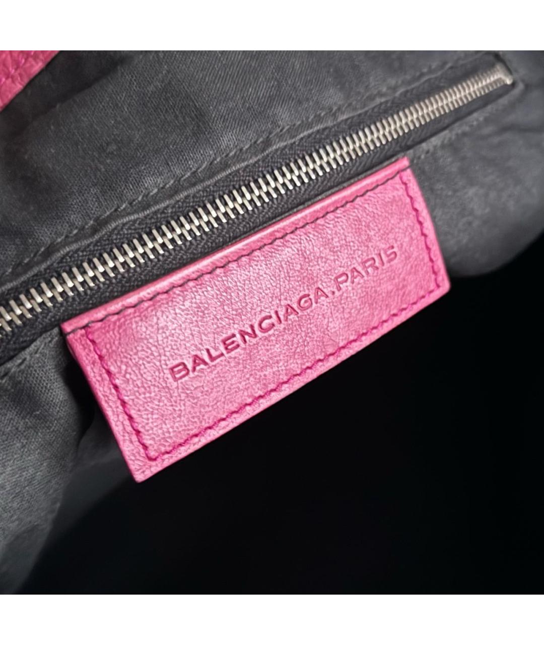 BALENCIAGA Розовая кожаная сумка с короткими ручками, фото 4