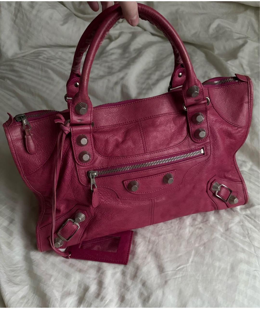 BALENCIAGA Розовая кожаная сумка с короткими ручками, фото 1