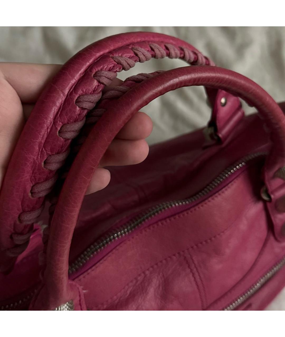 BALENCIAGA Розовая кожаная сумка с короткими ручками, фото 2